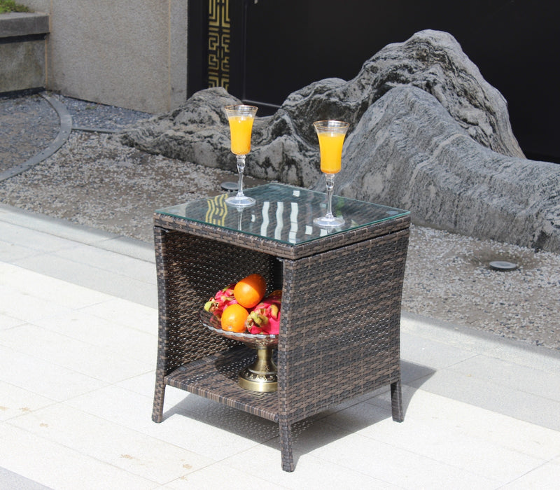 Outdoor Patio Furniture 1 Coffee Table With Clear Tempered Glass