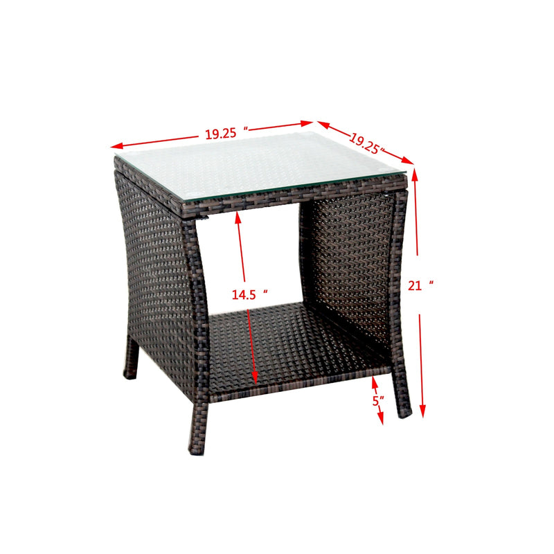 Outdoor Patio Furniture 1 Coffee Table With Clear Tempered Glass